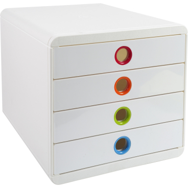 Schubladenbox Pop-Box 314398D A4+ 4 Schübe weiß/harlekin Schubladenbox Pop-Box 314398D A4+ 4 Schübe weiß/harlekin - Bild-Darstellung des Produktes 1