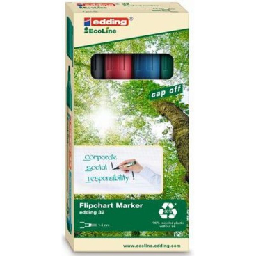 Flipchartmarker edding 32 EcoLine nachfüllbar 1-5mm schwarz, rot, blau, grün VE=4 Stück Flipchartmarker edding 32 EcoLine nachfüllbar 1-5mm schwarz, rot, blau, grün VE=4 Stück - Bild-Darstellung des Produktes 1