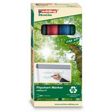 Flipchartmarker edding 31 EcoLine nachfüllbar 1,5-3mm schwarz, rot, blau, grün VE=4 Stück Flipchartmarker edding 31 EcoLine nachfüllbar 1,5-3mm schwarz, rot, blau, grün VE=4 Stück - Bild-Darstellung des Produktes 1