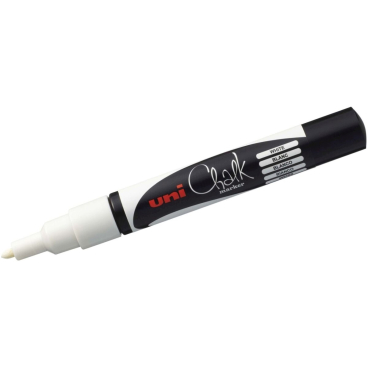 Kreidemarker Uni Chalk PWE-3MS 0,9-1,3mm weiß Kreidemarker Uni Chalk PWE-3MS 0,9-1,3mm weiß - Bild-Darstellung des Produktes 1