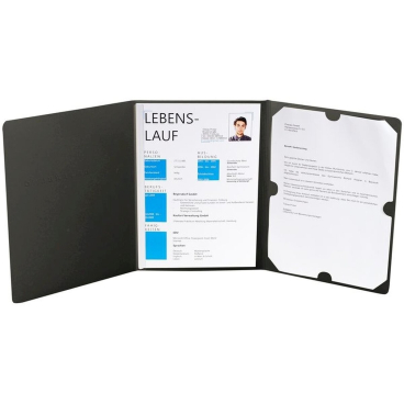 Bewerbungsmappe 3-teilig 1 Klemme Leinenstruktur schwarz VE=3 Stück Bewerbungsmappe 3-teilig 1 Klemme Leinenstruktur schwarz VE=3 Stück - Bild-Darstellung des Produktes 1