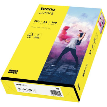 Multifunktionspapier tecno colors Intensiv A4 120g/qm VE=250 Blatt gelb Multifunktionspapier tecno colors Intensiv A4 120g/qm VE=250 Blatt gelb - Bild-Darstellung des Produktes 1