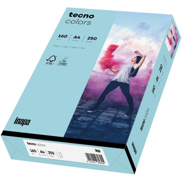Multifunktionspapier tecno colors A4 160g/qm VE=250 Blatt mittelblau Multifunktionspapier tecno colors A4 160g/qm VE=250 Blatt mittelblau - Bild-Darstellung des Produktes 1