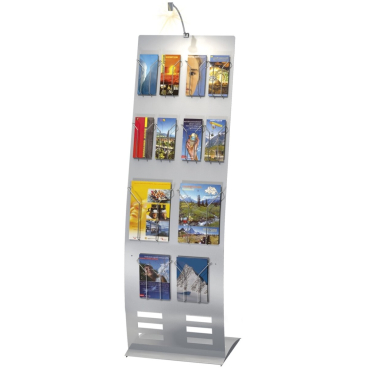 Infoständer breit BxTxH 52x46x165cm alusilber leer Infoständer breit BxTxH 52x46x165cm alusilber leer - Bild-Darstellung des Produktes 1