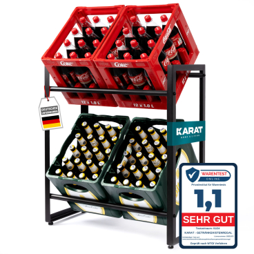 Floordirekt Flaschenkastenständer Kenji - Pulverbeschichteter Stahl Belastbar bis 150 kg pro Ebene - Schwarz 70 x 32 x 79 cm Schwarz 70 x 32 x 79 cm - Bild-Darstellung des Produktes 1