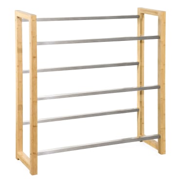 Floordirekt Bambus Flaschenkastenständer Flash - Belastbar Robust mit Edelstahlverbindungen - Natur 112 x 106 x 32 cm Natur 112 x 106 x 32 cm - Bild-Darstellung des Produktes 1