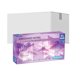 Arnowa GmbH ARNOMED Nitril Lavender Violet Einmalhandschuhe, puderfrei, lila, Reißfeste und elastische Nitrilhandschuhe mit Rollrand, 1 Karton = 10 Packungen à 100 Stück, Größe XL 383-XL