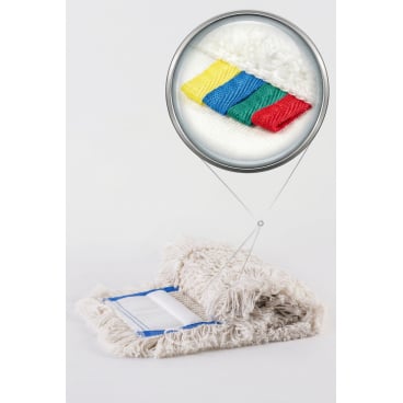 Rezi Baumwoll-Bodenwischbezug, 50 cm, klassischer Baumwoll-Mopp für die Unterhaltsreinigung, mit 4 Farben Kennzeichnung zur Unterscheidung nach HACCP 1 Packung = 10 Baumwolle Bodenwischbezüge, 50 cm, naturweiß - Bild-Darstellung des Produktes 1