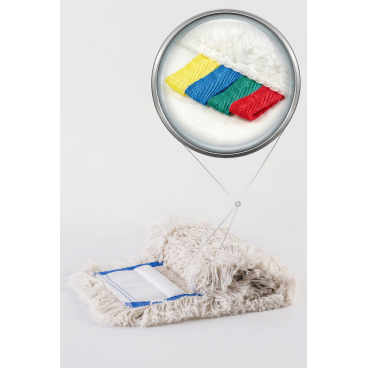 Rezi Baumwoll-Bodenwischbezug, 40 cm, klassischer Baumwoll-Mopp für die Unterhaltsreinigung, mit 4 Farben Kennzeichnung zur Unterscheidung nach HACCP 1 Karton = 75 Baumwolle Bodenwischbezüge, 40 cm, naturweiß - Bild-Darstellung des Produktes 1