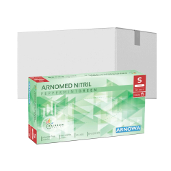 Arnowa GmbH ARNOMED Nitril Peppermint Green Einmalhandschuhe, puderfrei, grün, Reißfeste Nitrilhandschuhe mit rollbaren Rand, 1 Karton = 10 Packungen à 100 Stück, Größe S 386-S