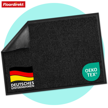 Floordirekt Schmutzfangmatte Rhine - Für Innen- und Außenbereiche Unicolor - Schwarz 90 x 150 cm Schwarz 90 x 150 cm - Bild-Darstellung des Produktes 1