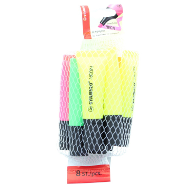 Textmarker Neon sortiert Netz mit 8 Stiften Textmarker Neon sortiert Netz mit 8 Stiften - Bild-Darstellung des Produktes 1