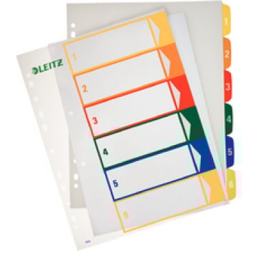 LEITZ Zahlen-Register, Kunststoff, A4, farbiger Verlauf 6-teilig - Bild-Darstellung des Produktes 1