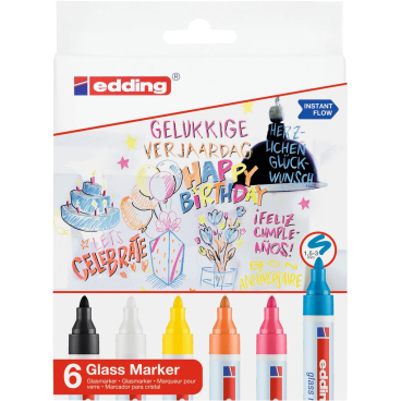 Glasmarker edding 95 VE=6 Stück sortiert Glasmarker edding 95 VE=6 Stück sortiert - Bild-Darstellung des Produktes 1