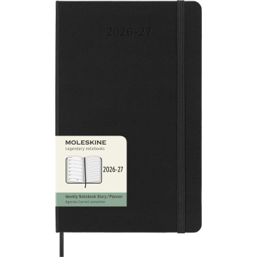Wochenkalender 18 Monate Large A5 1 Woche/Seiten horizontal fester Einband schwarz 2026/2027 Wochenkalender 18 Monate Large A5 1 Woche/Seiten horizontal fester Einband schwarz 2026/2027 - Bild-Darstellung des Produktes 1