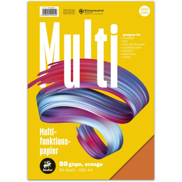Multifunktionspapier A4 80g/qm VE=50 Blatt intensiv orange Multifunktionspapier A4 80g/qm VE=50 Blatt intensiv orange - Bild-Darstellung des Produktes 1