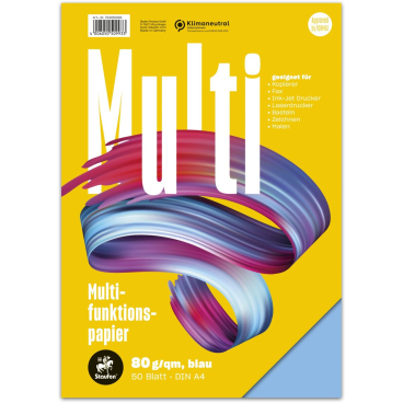 Multifunktionspapier A4 80g/qm VE=50 Blatt intensiv blau Multifunktionspapier A4 80g/qm VE=50 Blatt intensiv blau - Bild-Darstellung des Produktes 1