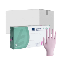 Abena Re-Seller GmbH ABENA® Sensitive Nitril Einweghandschuhe, pink, Unsterile, puderfreie Einmalhandschuhe mit Rollrand, 1 Karton = 10 Packungen à 100 Stück, Größe S 290731