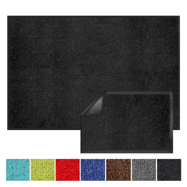 Floordirekt Schmutzfangmatte Monochrom - Farbbrillant Waschbar Antistatisch - Schwarz 200 x 400 cm Schwarz 200 x 400 cm - Bild-Darstellung des Produktes 1