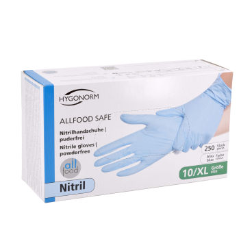 Hygonorm® Allfood Safe Nitrilhandschuhe, puderfrei 1 Packung = 250 Stück, Größe XL - Bild-Darstellung des Produktes 1