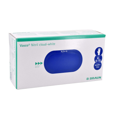 B. Braun Vasco® Nitril cloud-white Einmalhandschuhe, unsteril 1 Packung = 150 Stück, Größe XL - Bild-Darstellung des Produktes 1