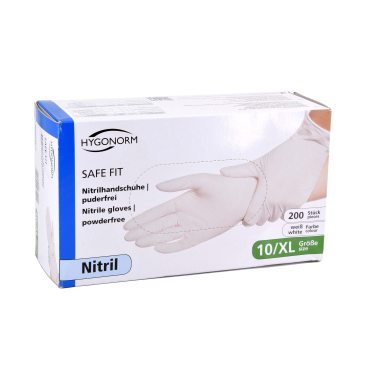 Hygonorm® Nitrilhandschuhe Safe Fit, puderfrei, weiß 1 Packung = 200 Stück, Größe XL - Bild-Darstellung des Produktes 1