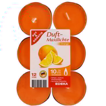 Duftlichter, maxi 1 Packung = 12 Stück, Orange - Bild-Darstellung des Produktes 1