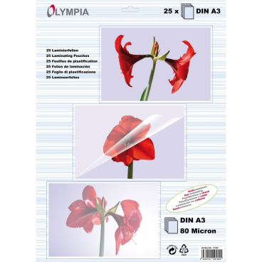 Laminierfolien A3 2x80 mic VE=25 Stück Laminierfolien A3 2x80 mic VE=25 Stück - Bild-Darstellung des Produktes 1