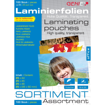 Laminiertaschen je 25 Stück A4/A5/A6/Visitenkarten 95x60mm Laminiertaschen je 25 Stück A4/A5/A6/Visitenkarten 95x60mm - Bild-Darstellung des Produktes 1