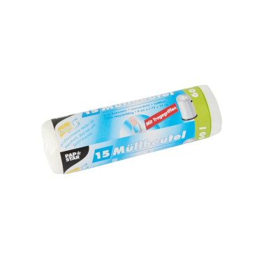 Müllbeutel mit Tragegriffen - 60 L HDPE transparent 15 Stück. Müllbeutel mit Tragegriffen - 60 L HDPE transparent 15 Stück. - Bild-Darstellung des Produktes 1
