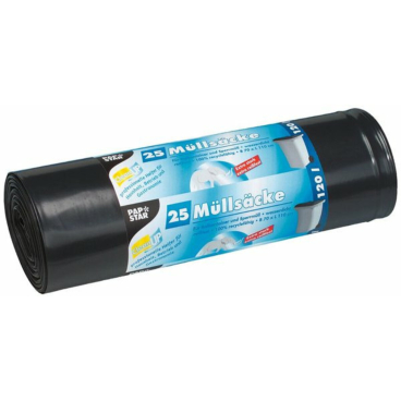 Müllsack - 120 Liter schwarz 25 Stück LDPE. Müllsack - 120 Liter schwarz 25 Stück LDPE. - Bild-Darstellung des Produktes 1