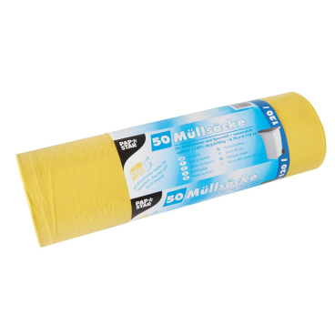 Müllsäcke - 120 L LDPE gelb 50 Stück. Müllsäcke - 120 L LDPE gelb 50 Stück. - Bild-Darstellung des Produktes 1
