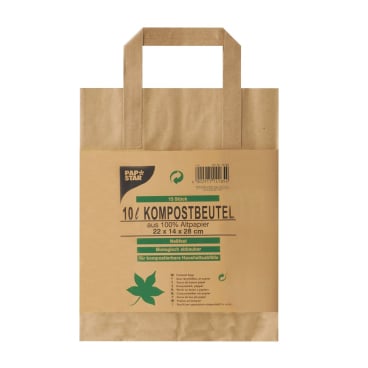 Kompostbeutel - 10 L Papier mit Henkel braun bedruckt 15 Stück Kompostbeutel - 10 L Papier mit Henkel braun bedruckt 15 Stück - Bild-Darstellung des Produktes 1
