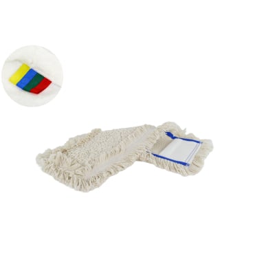 Rezi Baumwoll-Bodenwischbezug, 40 cm, klassischer Baumwoll-Mopp für die Unterhaltsreinigung, mit 4 Farben Kennzeichnung zur Unterscheidung nach HACCP 1 Packung = 10 Baumwolle Bodenwischbezüge, 40 cm, naturweiß - Bild-Darstellung des Produktes 1