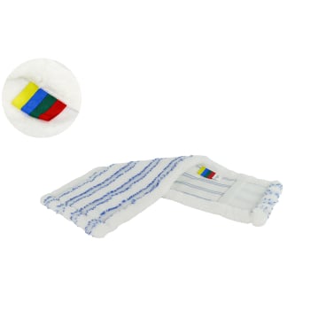 Rezi Mikrofaser Bodenwischbezug Leichtläufer, 40 cm, weiß/blau, mit 4 Farben Kennzeichnung zur Unterscheidung nach HACCP;  Ideal für leichte bis mittlere Verschmutzungen 1 Packung = 10 Bodenwischbezüge Leichtläufer, 40 cm, weiß/blau - Bild-Darstellung des Produktes 1