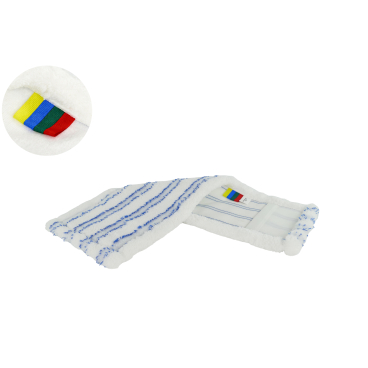 Rezi Mikrofaser Bodenwischbezug Leichtläufer, 50 cm, weiß/blau, mit 4 Farben Kennzeichnung zur Unterscheidung nach HACCP; Ideal für leichte bis mittlere Verschmutzungen 1 Packung = 10 Bodenwischbezüge Leichtläufer, 50 cm, weiß/blau - Bild-Darstellung des Produktes 1