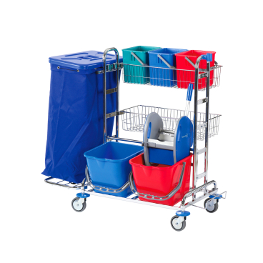 Floorstar RW 2 SOLID Reinigungswagen, verchromt Fassungsvermögen: für 2 x 70 Liter Müllsäcke - Bild-Darstellung des Produktes 1