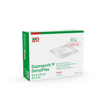 Suprasorb® P SensiFlex, steril, border lite 1 Packung = 10 Stück, Maße: 7,5 x 7,5 cm - Bild-Darstellung des Produktes 1