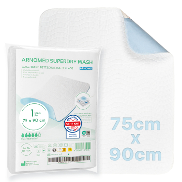 ARNOMED SUPERDRY WASH Waschbare Bettschutzunterlage, 4-lagig 1 Karton = 40 Stück, Maße: 75 x 90 cm - Bild-Darstellung des Produktes 1