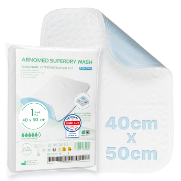 ARNOMED SUPERDRY WASH Waschbare Bettschutzunterlage, 4-lagig 1 Karton = 120 Stück, Maße: 40 x 50 cm - Bild-Darstellung des Produktes 1