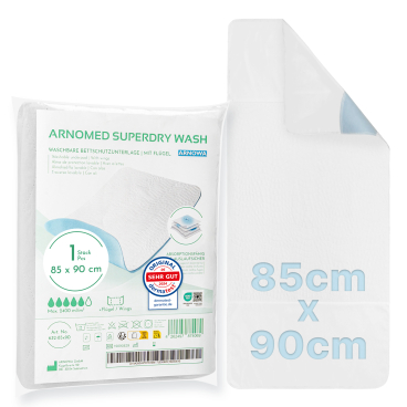 ARNOMED SUPERDRY WASH Waschbare Bettschutzunterlage, mit Flügeln 1 Karton =  32 Stück, Maße: 85 x 90 cm - Bild-Darstellung des Produktes 1
