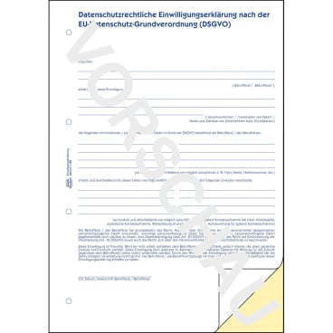 Einverständniserklärung DSGVO A4 SD 2x40 Blatt Einverständniserklärung DSGVO A4 SD 2x40 Blatt - Bild-Darstellung des Produktes 1