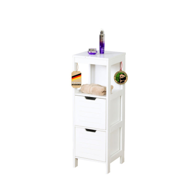 Floordirekt Badezimmerschrank Ilinois - mit offener Ablage und 2 Schubladen - Weiß 30 x 30 x 89 cm Ilinois - Bild-Darstellung des Produktes 1