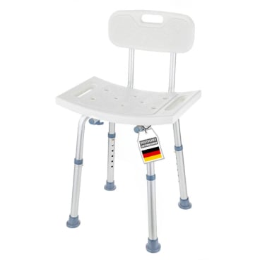 Floordirekt Duschhocker Jonah - mit Rückenlehne Höhenverstellbar - Weiß Jonah - Bild-Darstellung des Produktes 1