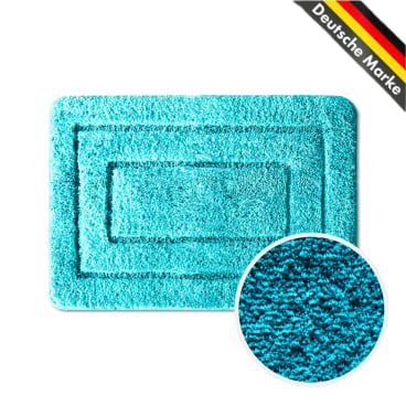 Floordirekt Badematte Atlantis - Weiche Mikrofaser Rutschhemmende TPE-Rückseite - Türkis 40 x 60 cm Türkis 40 x 60 cm - Bild-Darstellung des Produktes 1