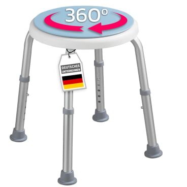 Floordirekt Duschhocker Peter - 360° Drehbarer Sitz Höhenverstellbar - Weiß Blau Peter - Bild-Darstellung des Produktes 1