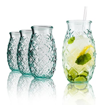 BigDean Trinkgläser im Ananas-Design 700ml [4er Set] aus 100% Recyclingglas Cocktailglas - Bild-Darstellung des Produktes 1