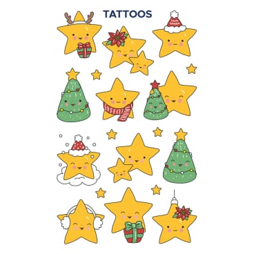 Tattoos 76x120mm bunt 1 Bogen Motiv Xmas Sterne Tattoos 76x120mm bunt 1 Bogen Motiv Xmas Sterne - Bild-Darstellung des Produktes 1