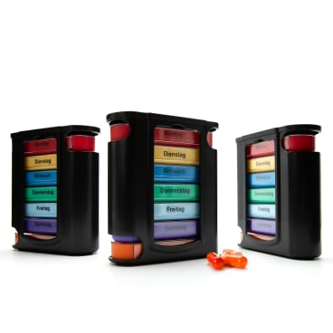 BigDean 3 Stück Tablettenbox 7 Tage Morgens, Mittags, Abends & Nachts in Schwarz Pillendose - Bild-Darstellung des Produktes 1