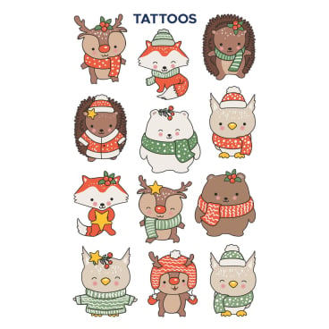 Tattoos 76x120mm bunt 1 Bogen Motiv Xmas Tiere Tattoos 76x120mm bunt 1 Bogen Motiv Xmas Tiere - Bild-Darstellung des Produktes 1